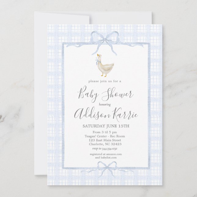 Invitación Preppy Southern silly goose boy baby shower invite (Anverso)