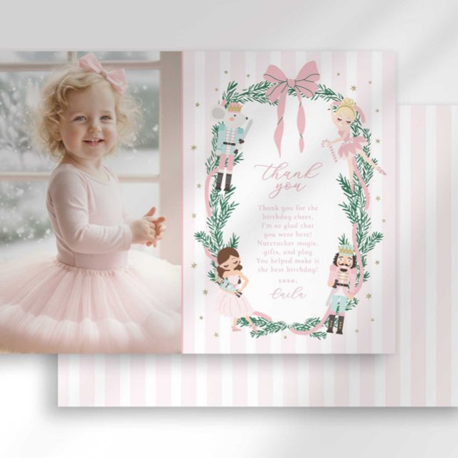 Invitación Preppy Stripe Bow Nutcracker Ballet Thank You Card (Subido por el creador)
