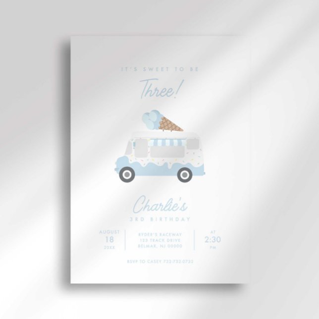 Invitación Preppy Stripe Ice Cream Truck Birthday Invitation (Subido por el creador)
