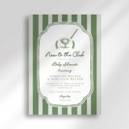 Invitación Preppy Stripe New to the Club Golf Baby Shower