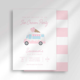 Invitación Preppy Stripe Sweet Ice Cream Birthday Social