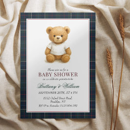 Invitación Preppy Teddy Bear Plantas Baby Shower