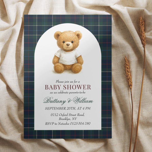 Invitación Preppy Teddy Bear Plantas Baby Shower (Subido por el creador)