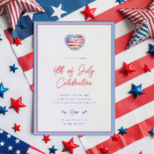 Invitación Preppy Watercolor Bows 4 de Julio
