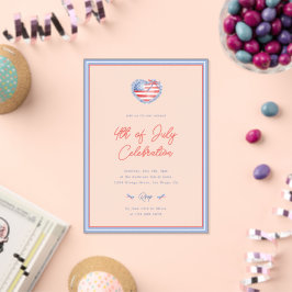 Invitación Preppy Watercolor Bows 4 de Julio