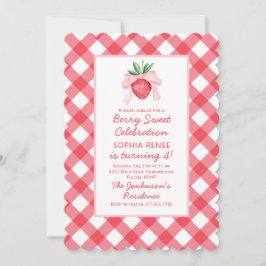 Invitación Preppy Watercolor Fresas Berry Sweet