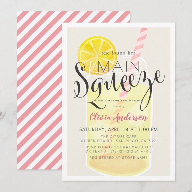 Invitación Presa principal de la ducha de la novia Lemonade M (Anverso / Reverso)