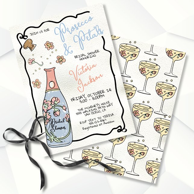 Invitación Presecco de mano y Petals Bridal Shower (Subido por el creador)