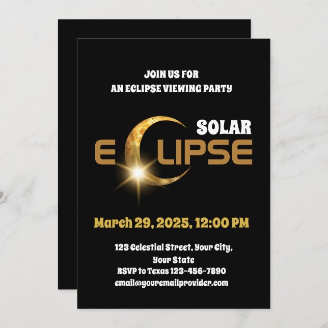 Invitación Presenciando el eclipse solar parcial 3/29/2025 (Anverso / Reverso)