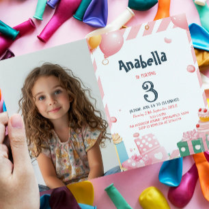 Invitación Presenta y globos la fiesta de cumpleaños del Chic