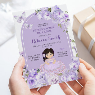 Invitación Presentacion de floral púrpura de boho mexicano 3
