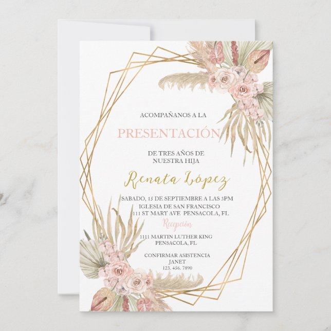 Invitación Presentación de tres años (Anverso)