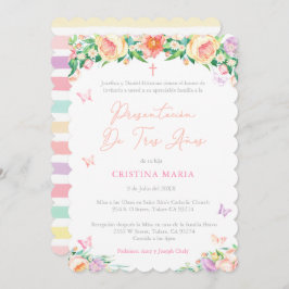 Invitación Presentación de tres años de chica, presentación d