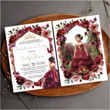 Presentación floral borgoña de 3 años Photo