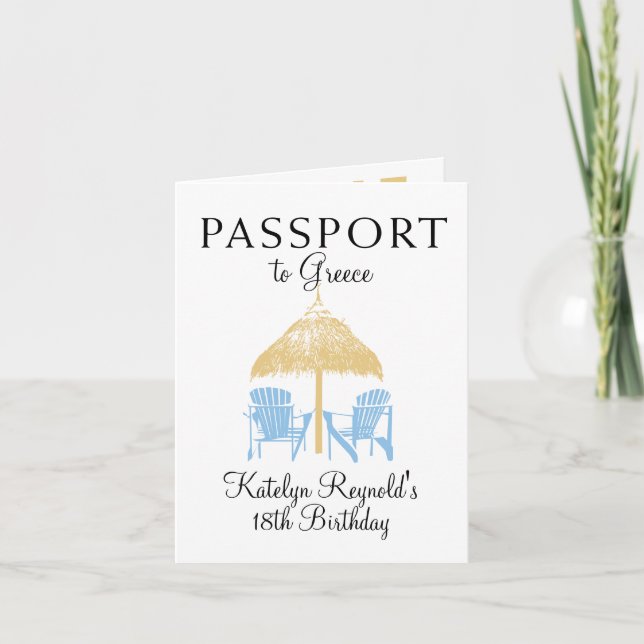 Invitación Presente viaje de cumpleaños de pasaporte de Greci (Anverso)