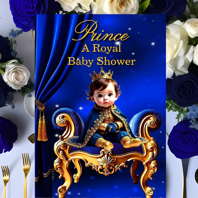 Invitación Presidente Baby Shower Blue Gold de Royal Prince (Subido por el creador)