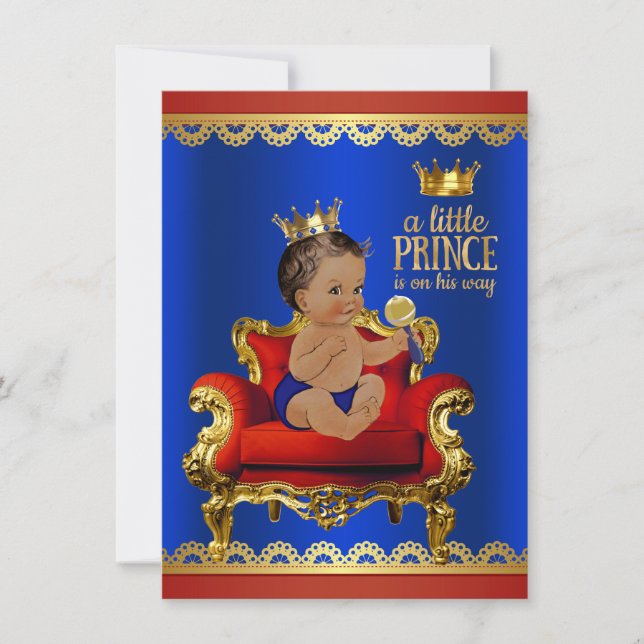 Invitación Presidente de oro azul rojo Príncipe de etnia jove (Anverso)