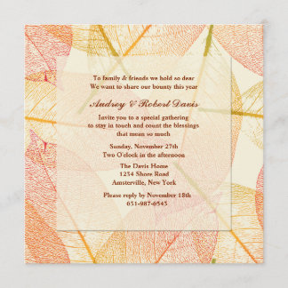 Invitación presionada de las hojas