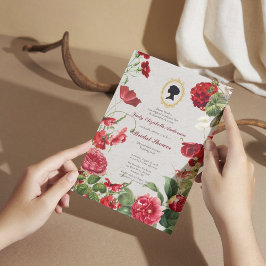 Invitación Presupuestación Red Rose Florals Bridgerton Bridal