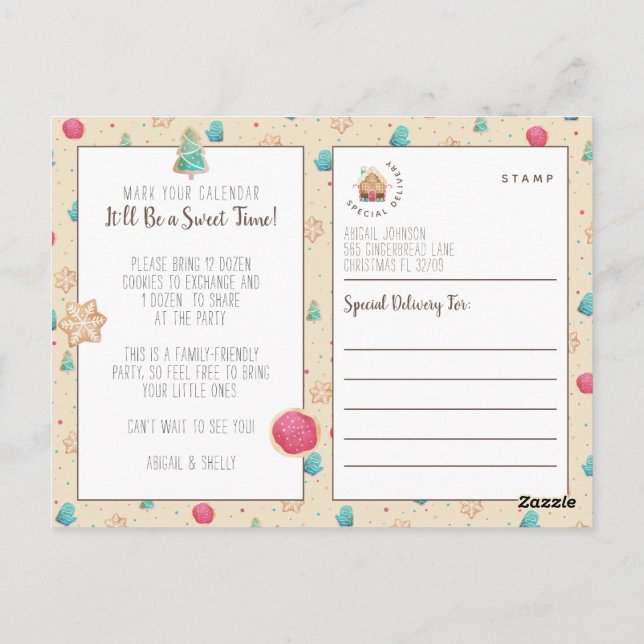 Invitación presupuestaria de Fiesta de Cookie Exch (Reverso)