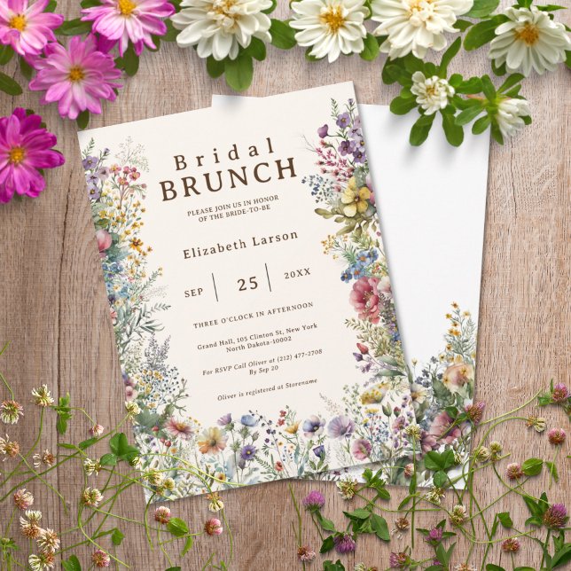 Invitación Presupuesto Acuarela Floral de Flores Silvestres C (Budget Colorful Wildflower Floral Watercolor Wedding)