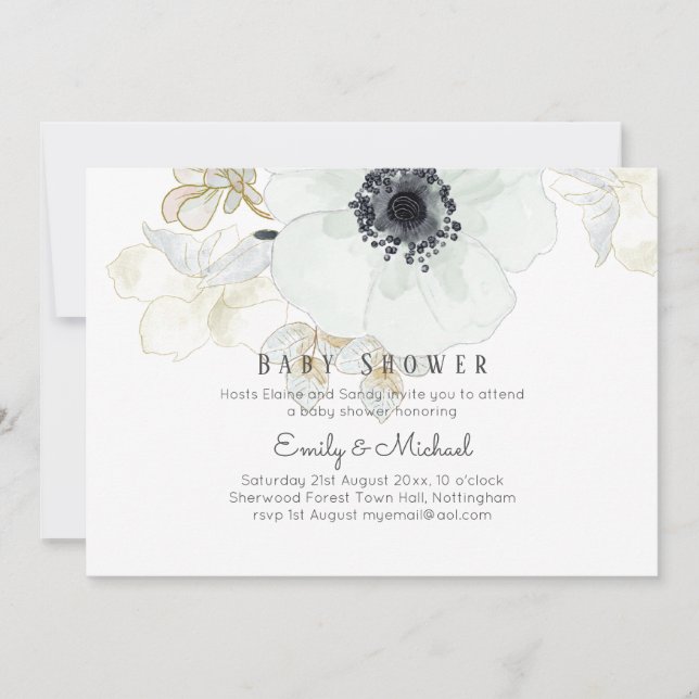 Invitación PRESUPUESTO Baby Shower Blue Anemone (Anverso)