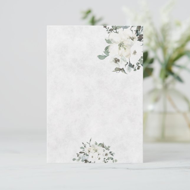 Invitación Presupuesto blanco para boda de flores acuarela  (Anverso de pie)