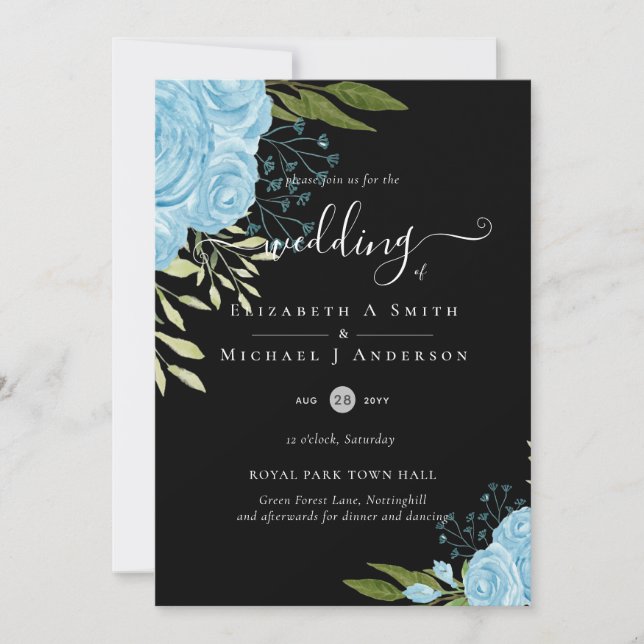 Invitación Presupuesto Boda de Rosas azules polvorientos (Anverso)