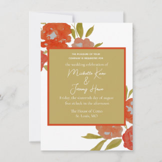 Invitación Presupuesto Bohemio Rojo Naranja Dorado Floral