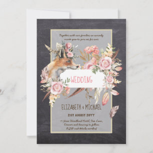Invitación PRESUPUESTO Boho Woodland FOX Boda Floral Moderno