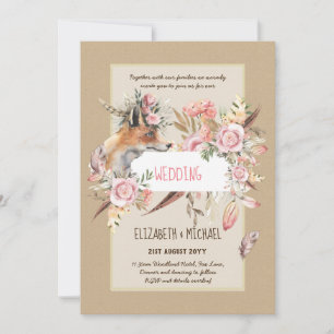 Invitación PRESUPUESTO Boho Woodland FOX Boda Floral Moderno