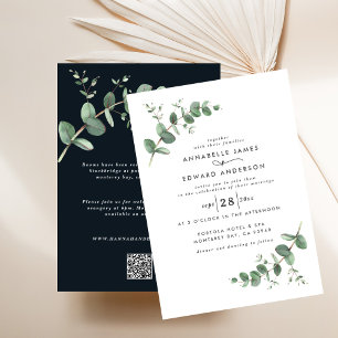 Invitación Presupuesto código QR negro simple y elegante Euca
