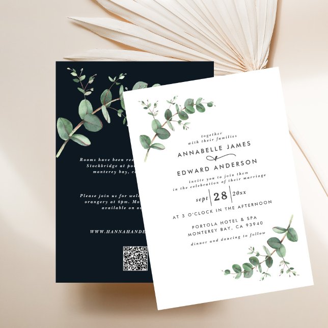 Invitación Presupuesto código QR negro simple y elegante Euca (Subido por el creador)