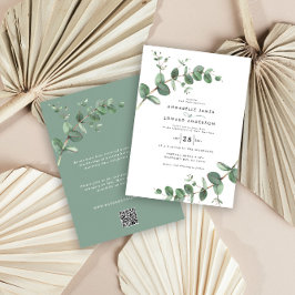 Invitación Presupuesto código QR sage verde Eucalyptus botáni
