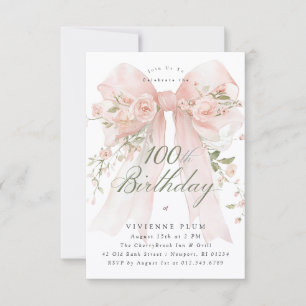 Invitación PRESUPUESTO Cumpleaños 100 Elegante Floral Rosa