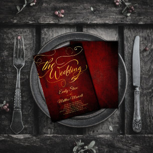 Invitación Presupuesto de pergamino rojo vintage, caligrafía
