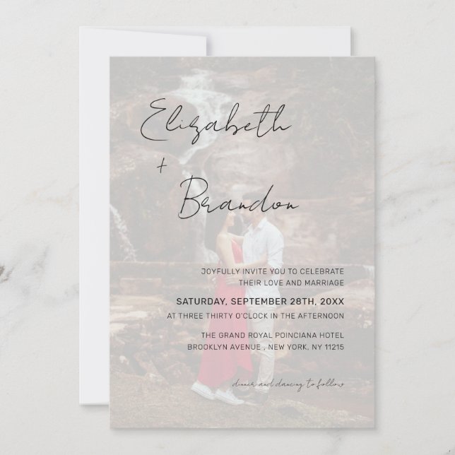 Invitación Presupuesto Delicado 5 Fotos Boda Código QR RSVP (Anverso)