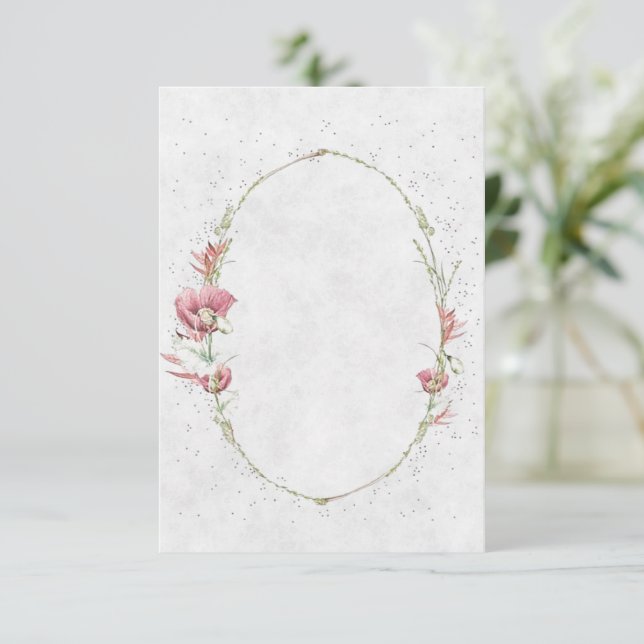 Invitación Presupuesto en blanco amapolas rosadas boda  (Anverso de pie)