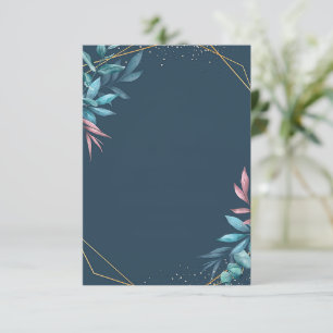 Invitación Presupuesto en blanco boda botánica azul y rosa 