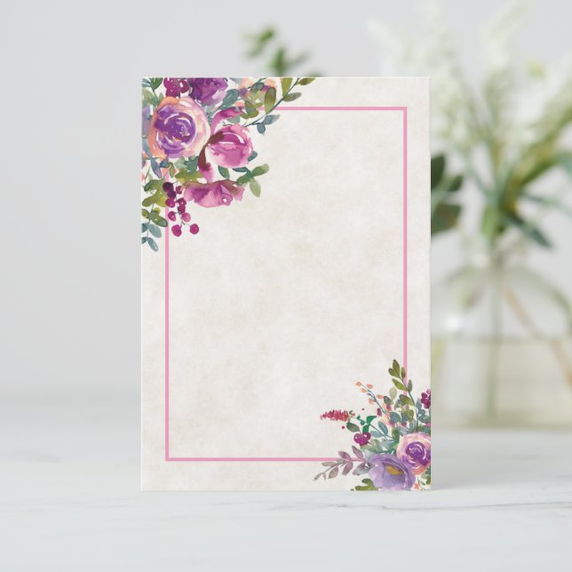 Invitación Presupuesto en blanco boda de berenjenas púrpura y (Anverso de pie)
