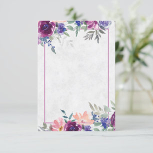 Invitación Presupuesto en blanco boda de flores morado y nara
