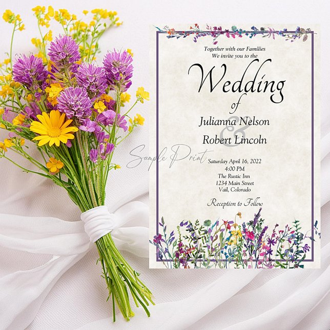 Invitación Presupuesto en blanco boda de flores silvestres co (Subido por el creador)