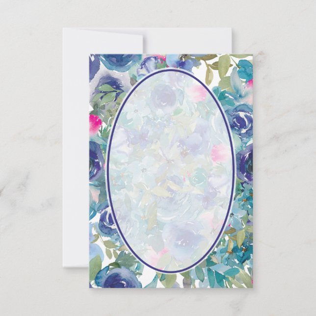 Invitación Presupuesto en blanco boda de fondo floral azul (Anverso)