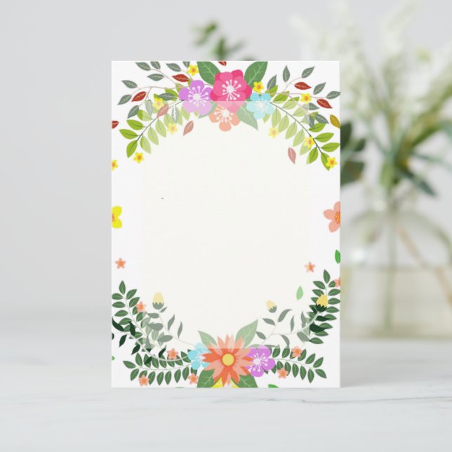 Invitación Presupuesto en blanco boda de marco floral (Anverso de pie)