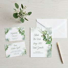 Invitación Presupuesto en blanco boda de vegetación acuarela 