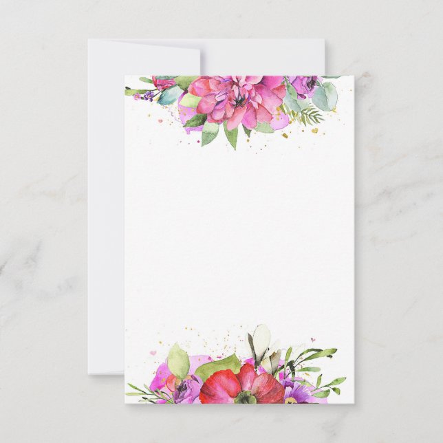 Invitación Presupuesto en blanco Boda floral acuarela rosa  (Anverso)
