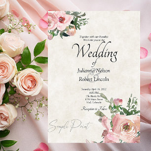 Invitación Presupuesto en blanco boda floral acuarela rosa