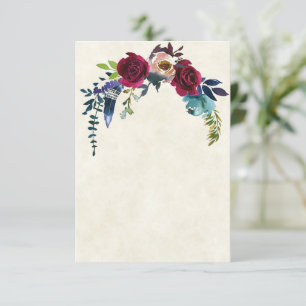 Invitación Presupuesto en blanco boda floral boho rojo 