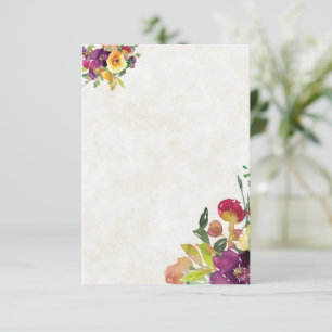 Invitación Presupuesto en blanco boda floral Borgoña y amaril