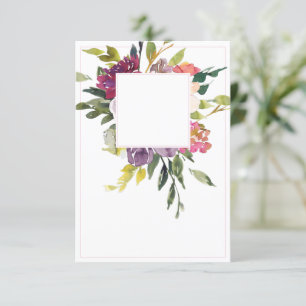 Invitación Presupuesto en blanco boda floral Borgoña y púrpur